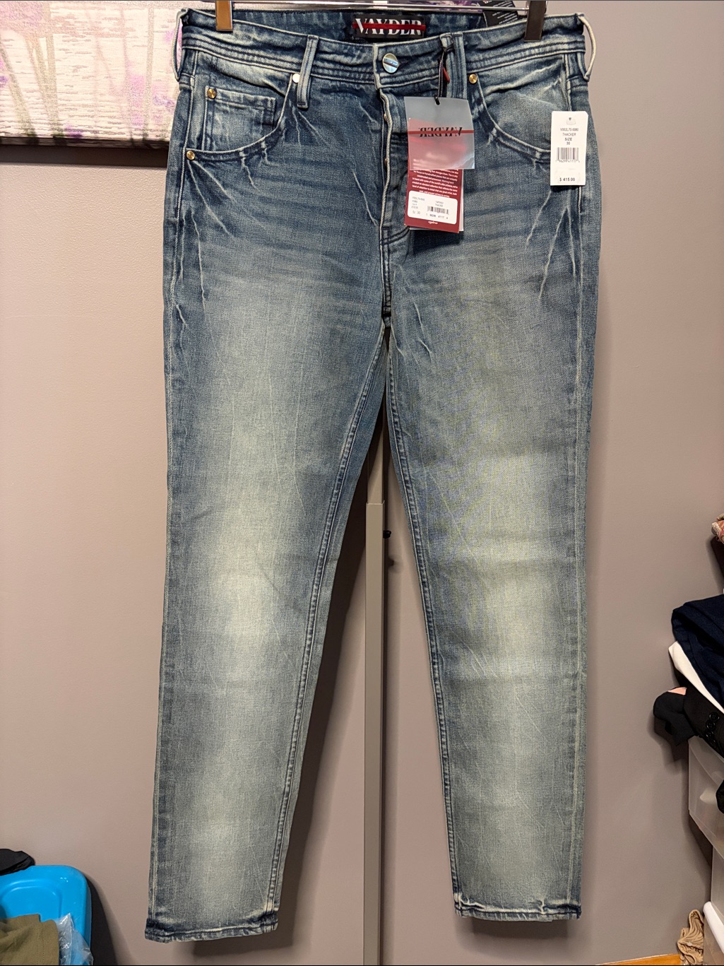 Men's Vayder Jeans In Light Blue Wash Tapered Nwt Size 30